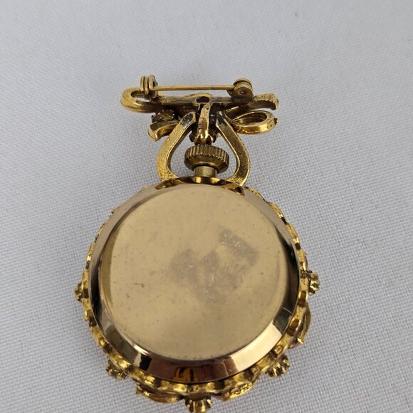 Vintage Florenza Pink Rhinestone Watch Brooch - Picture 4 of 6